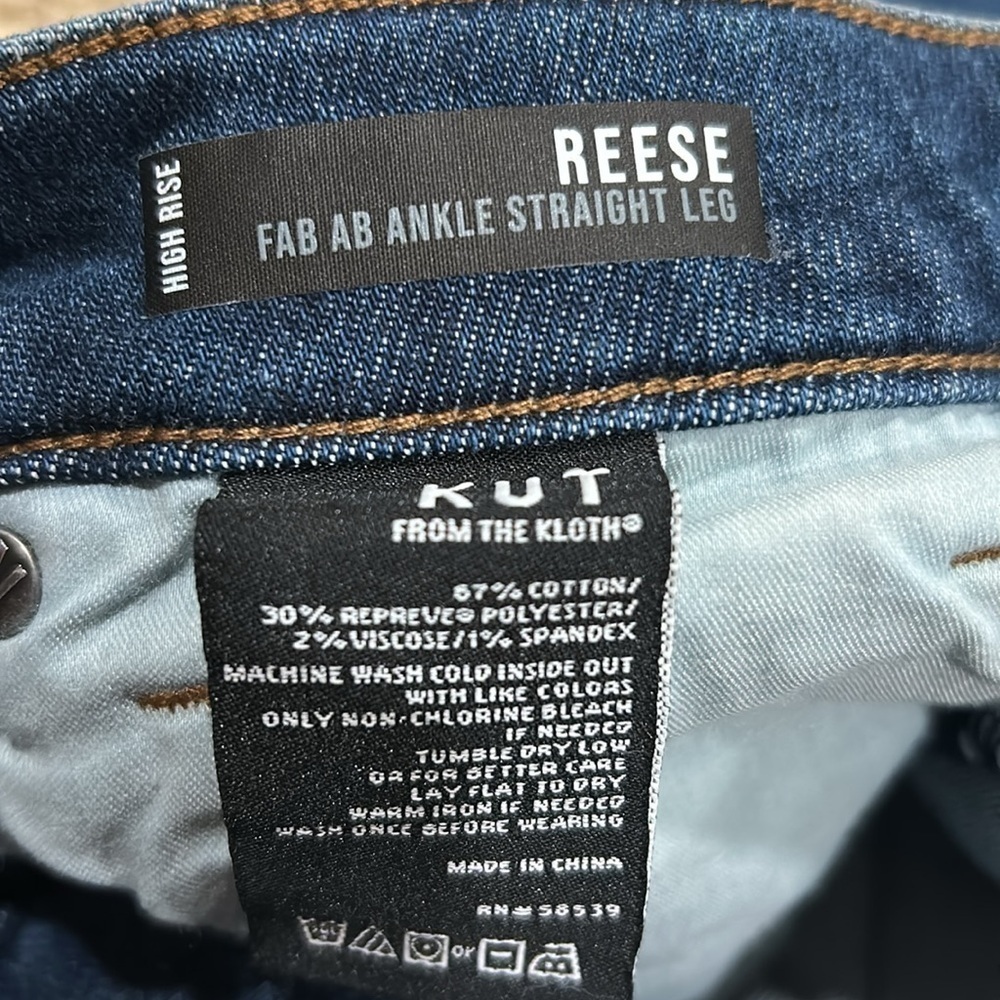 Kut From The Kloth High Rise Reese Fab Ab Ankle Straight Leg Jeans - Size 0 - Picture 2 of 7